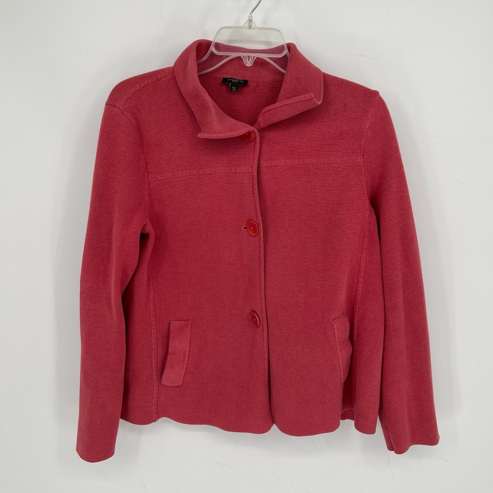 Talbots Women's Pink Button Front Knit Cardigan Sweater Jacket Size LP Petite